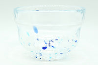 Yuki Chawan, Snow Matcha Bowl, Blue Clear Glass, Tsuruoka ware, Matsugaoka Crystal, EdoMatcha