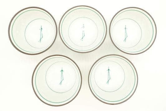 Kaze Yunomi, Japanese Teacup, Set of 5, Edomatcha