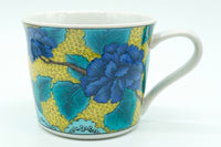 Ao Botan Yunomi, Blue Peonies Japanese Teacup, Kutani ware, EdoMatcha