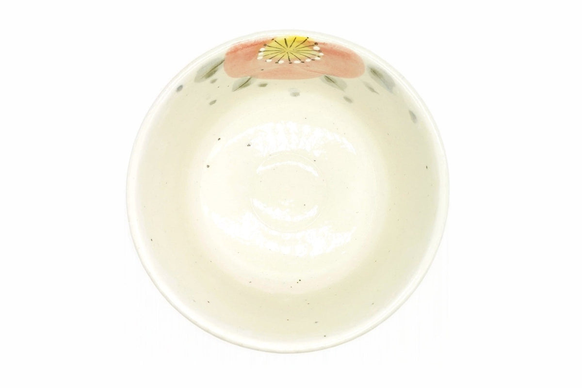 Aka-Tsubaki from above, the plain cream inside with a small camellia just inside the rim