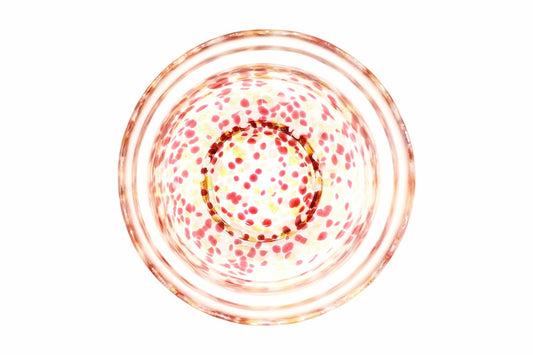 Kaben Chawan, Flower Petal Japanese Matcha Bowl, Red, Pink, Clear Glass, Tsuruoka ware, EdoMatcha