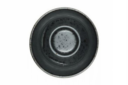 Kuro Yunomi from above, the glossy black inside speckled like oil spots