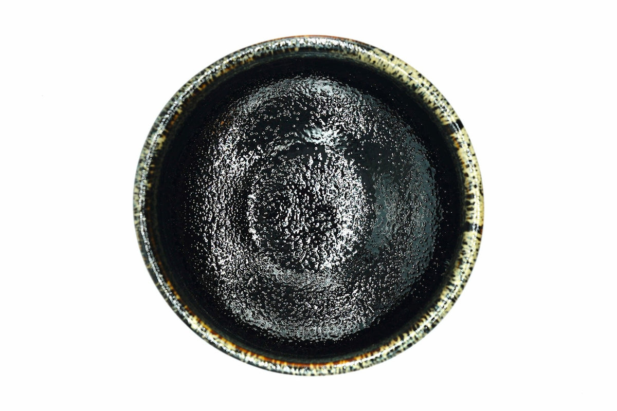 Take Chawan from above, the black inside with a fine metallic speckle
