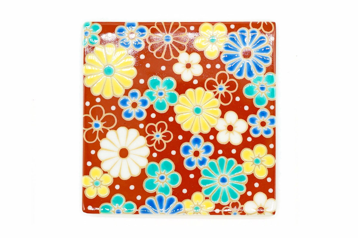 Ume Kiku Plum Blossom Chrysanthemum Coaster EdoMatcha
