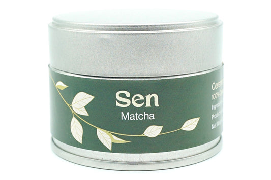 A tin of organic ceremonial matcha from Kyoto, EdoMatcha