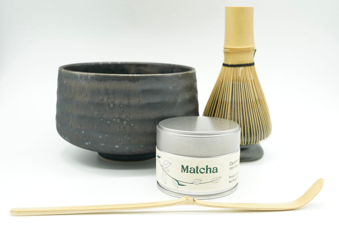 Organic Matcha Ceremony Kit - chawan, Chikumeido chasen, chashaku and matcha