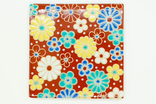 Ume Kiku Plum Blossom Chrysanthemum Coaster EdoMatcha