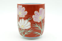 Ichirinso Yunomi, Red Floral Japanese Teacup, Kutani ware, EdoMatcha
