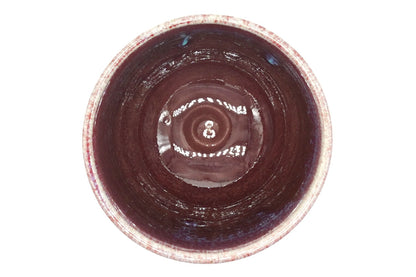Shinsha-Nagashi Yunomi seen from above, glossy dark red glazed interior