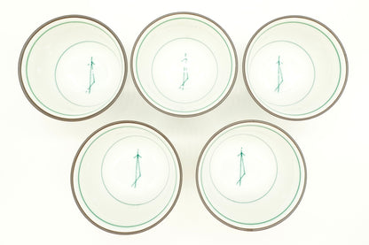 Kaze Yunomi, Japanese Teacup, Set of 5, Edomatcha