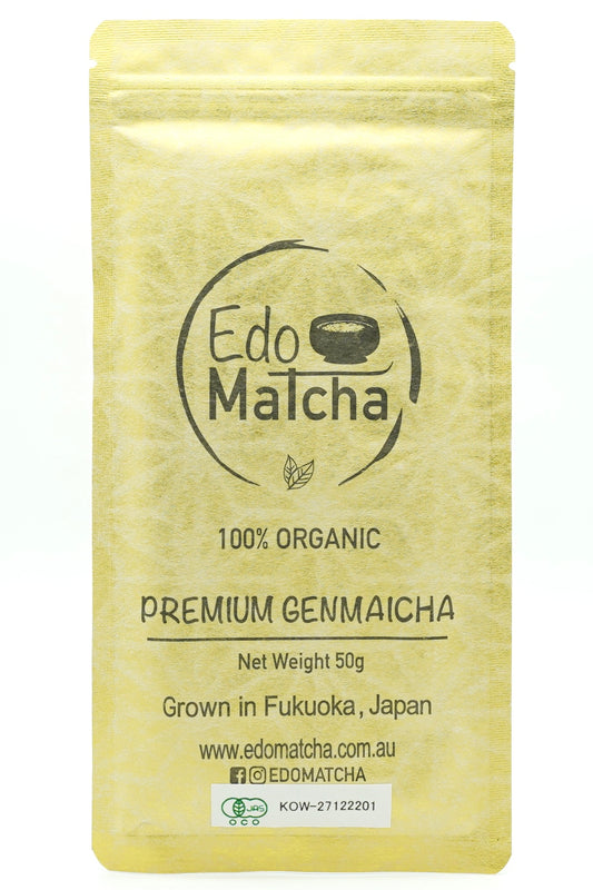 Organic Japanese Genmaicha, 50g, Yame Fukuoka, EdoMatcha