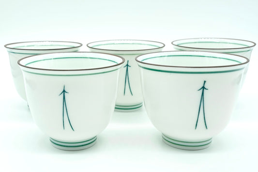 Kaze Yunomi, Japanese Teacup, Set of 5, Edomatcha