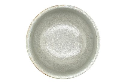 Harugasumi Yunomi seen from above, speckled grey glazed interior