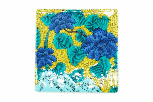 Ao Botan Coaster, Blue Peony, Kutani ware, EdoMatcha