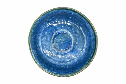 Ao-Ishi Chawan from above, the glossy cobalt blue inside