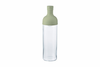 HARIO Filter-in Bottle 750ml in smoky green, cold brew tea bottle with built-in filter, front view on white