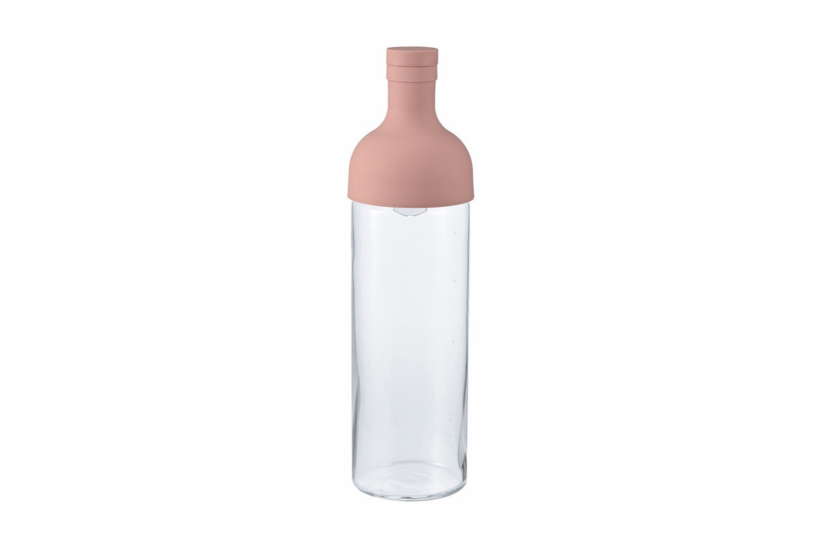HARIO Filter-in Bottle 750ml in smoky pink, cold brew tea bottle with built-in filter, front view on white