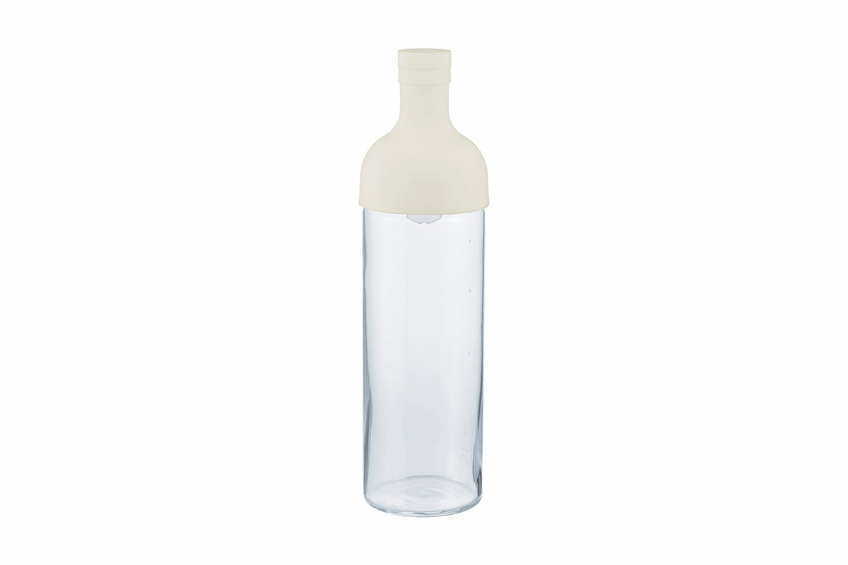 HARIO Filter-in Bottle 750ml in white, cold brew tea bottle with built-in filter, front view on white