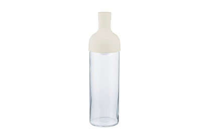 HARIO Filter-in Bottle 750ml in white, cold brew tea bottle with built-in filter, front view on white