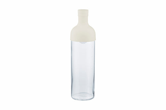 HARIO Filter-in Bottle 750ml in white, cold brew tea bottle with built-in filter, front view on white