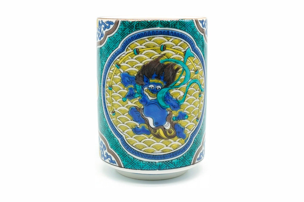 Fūjin and Raijin Yunomi, Japanese Teacup, Kutani ware, EdoMatcha