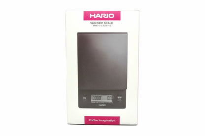 Hario V60 Drip Scale in its retail box, front view