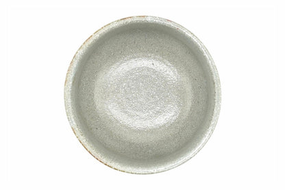 Harugasumi Yunomi seen from above, speckled grey glazed interior