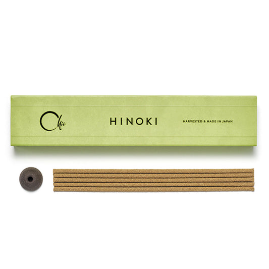 Chië Hinoki incense, box with sticks and ceramic holder, Nippon Kodo, EdoMatcha