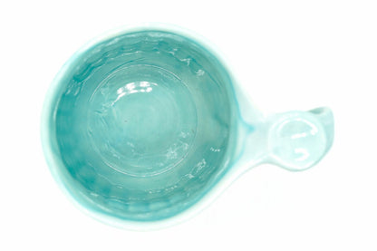 Jōmon 1 Yunomi from above, the glossy turquoise inside