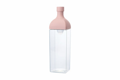 HARIO Ka-Ku Bottle 1,200ml in smoky pink, square cold brew tea bottle that lies flat in the fridge, front view on white