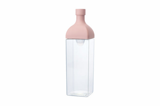HARIO Ka-Ku Bottle 1,200ml in smoky pink, square cold brew tea bottle that lies flat in the fridge, front view on white