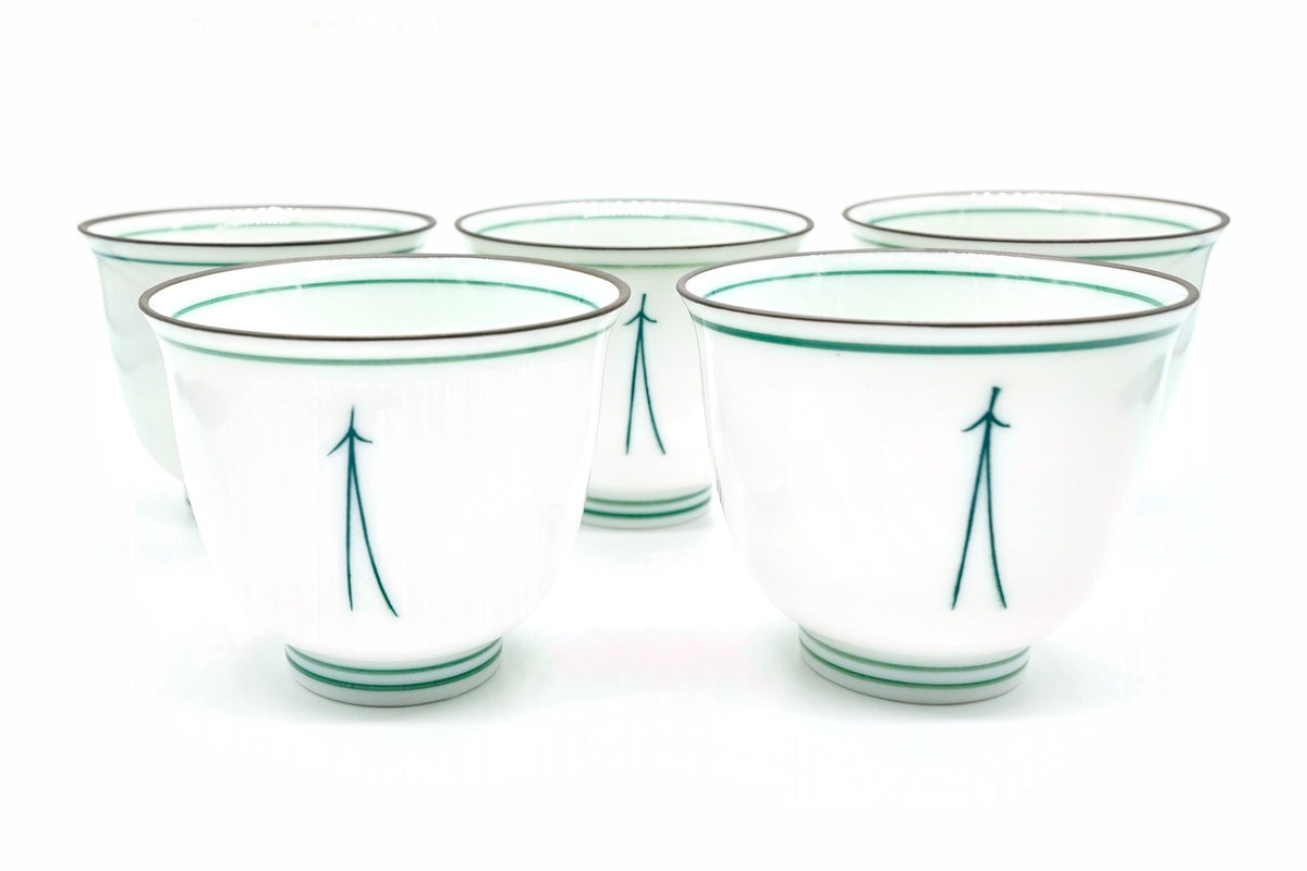 Kaze Yunomi, Japanese Teacup, Set of 5, Edomatcha