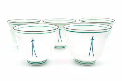 Kaze Yunomi, Japanese Teacup, Set of 5, Edomatcha