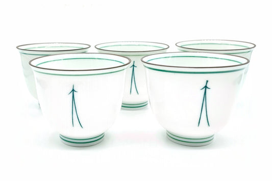 Kaze Yunomi, Japanese Teacup, Set of 5, Edomatcha