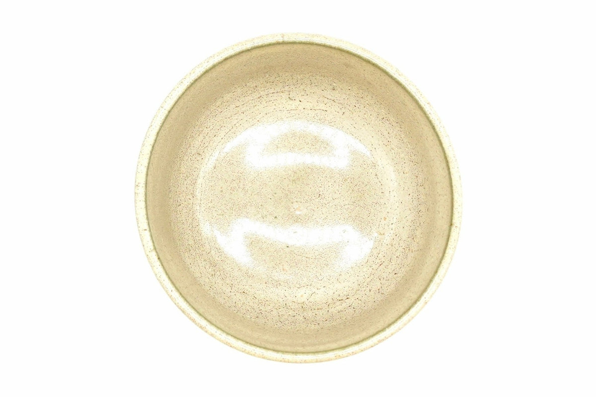 Kinari Yunomi from above, the speckled cream inside of the cup