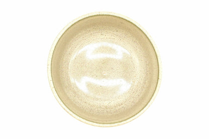 Kinari Yunomi from above, the speckled cream inside of the cup