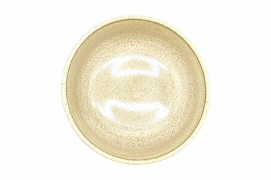 Kinari Yunomi from above, the speckled cream inside of the cup