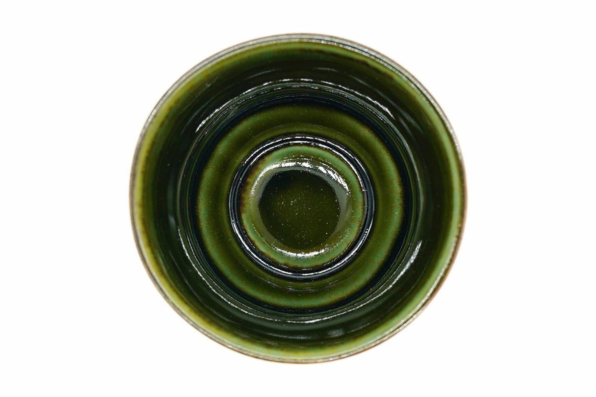 Koke Yunomi from above, the glossy green inside