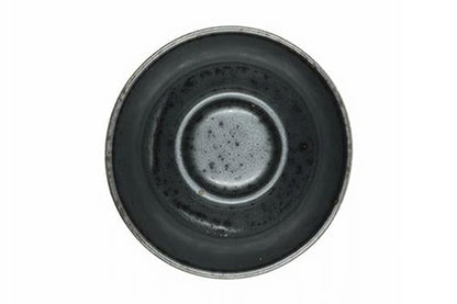 Kuro Yunomi from above, the glossy black inside speckled like oil spots