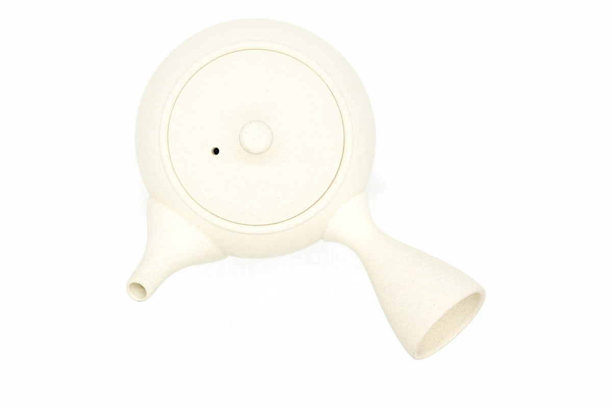 Mochi Kyusu from above, the white lid and side handle, EdoMatcha Sydney