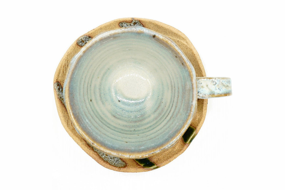 Nishoku Yunomi, Two-Tone Japanese Teacup and saucer, EdoMatcha