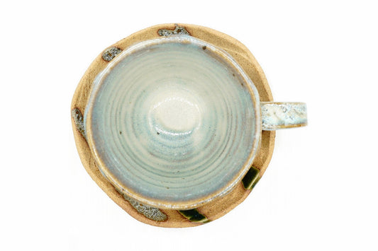 Nishoku Yunomi, Two-Tone Japanese Teacup and saucer, EdoMatcha