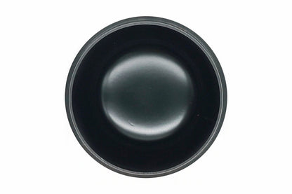 The black Ōgi Natsume with the lid off, looking down into the plain black inside