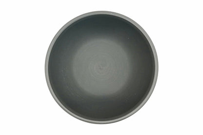 Rikyu Nezumi yunomi seen from above, smooth grey-green interior