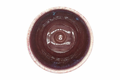 Shinsha-Nagashi Yunomi seen from above, glossy dark red glazed interior
