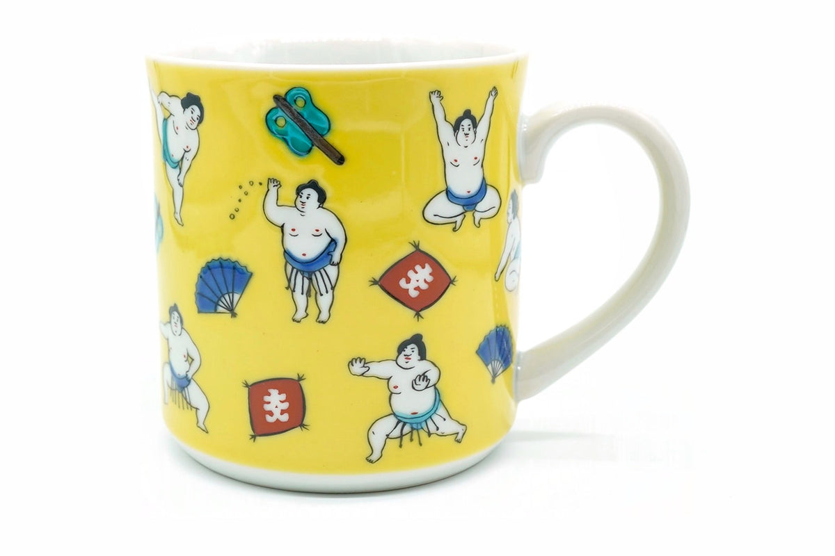 Sumo Wrestler Yunomi, Japanese Teacup, Kutani ware, EdoMatcha