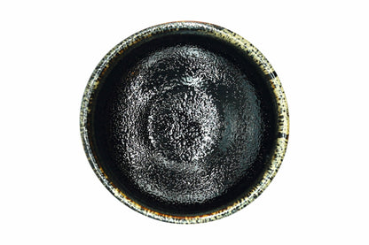 Take Chawan from above, the black inside with a fine metallic speckle