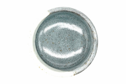 Tsukikage Yunomi seen from above, blue-grey glazed interior