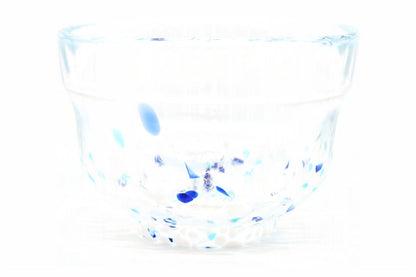 Yuki Chawan, Snow Matcha Bowl, Blue Clear Glass, Tsuruoka ware, Matsugaoka Crystal, EdoMatcha