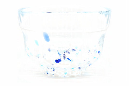 Yuki Chawan, Snow Matcha Bowl, Blue Clear Glass, Tsuruoka ware, Matsugaoka Crystal, EdoMatcha